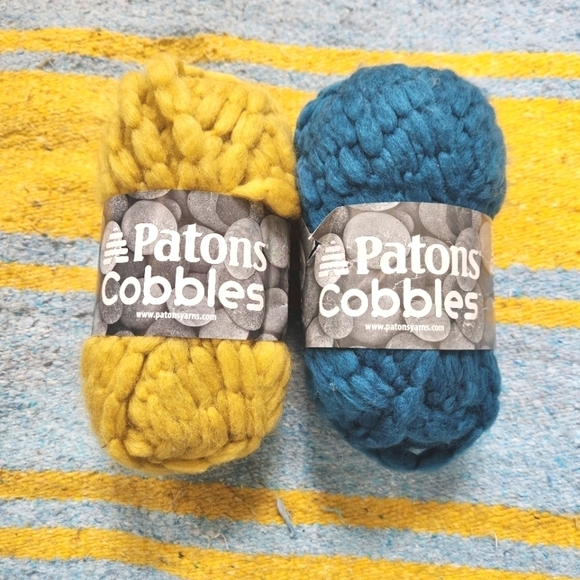 Patons Cobbles Yarn Mustard Seed Tetra Teal Bundle - Picture 1 of 2